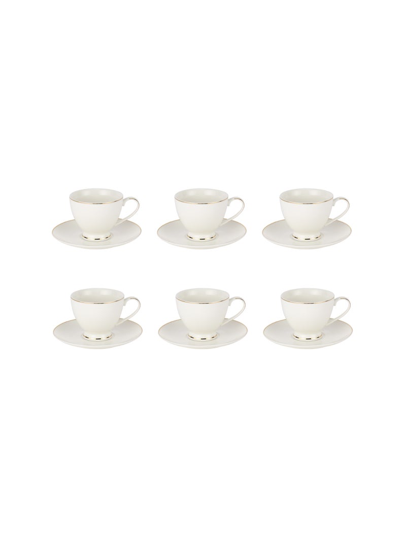 رويال فورد Royalford 12 Piece Bone China Cup and Saucer Set- RF12111/ 6 220 ML Tea Cups and 6 6" Saucers/ Heat-Resistant, Scratch-Resistant, Perfect for Serving Tea, Coffee Multicolor  - Image 5