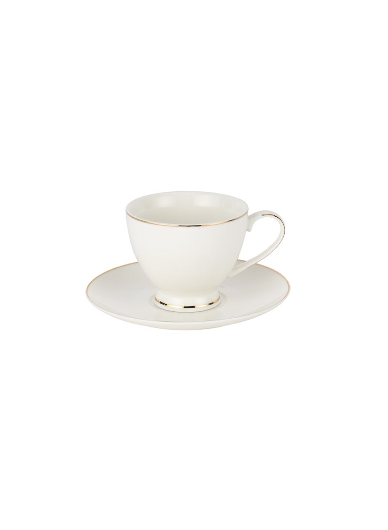 رويال فورد Royalford 12 Piece Bone China Cup and Saucer Set- RF12111/ 6 220 ML Tea Cups and 6 6" Saucers/ Heat-Resistant, Scratch-Resistant, Perfect for Serving Tea, Coffee Multicolor  - Image 3