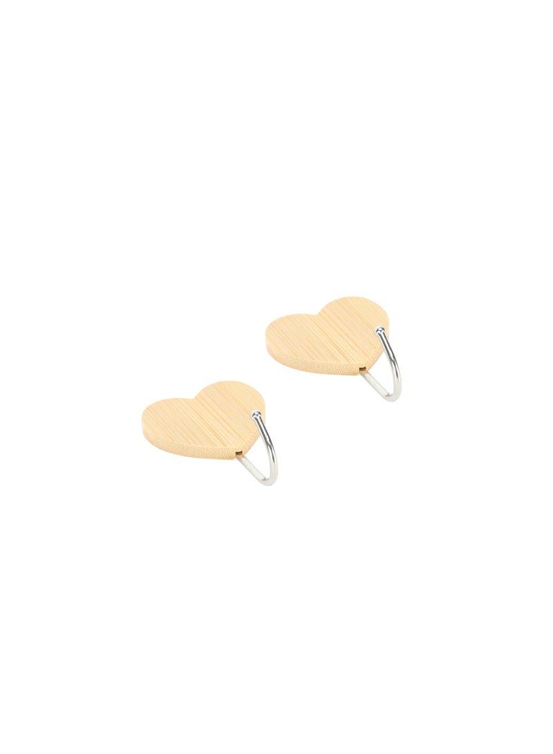 رويال فورد Royalford Heart-Shaped Bamboo Sticky Hook- RF12492/ Pack of 2, Hooks for Clothes, Hats, Scarves, Kitchen Supplies, etc. for Wooden, Steel, Plastic, Glass Multicolor - Image 3