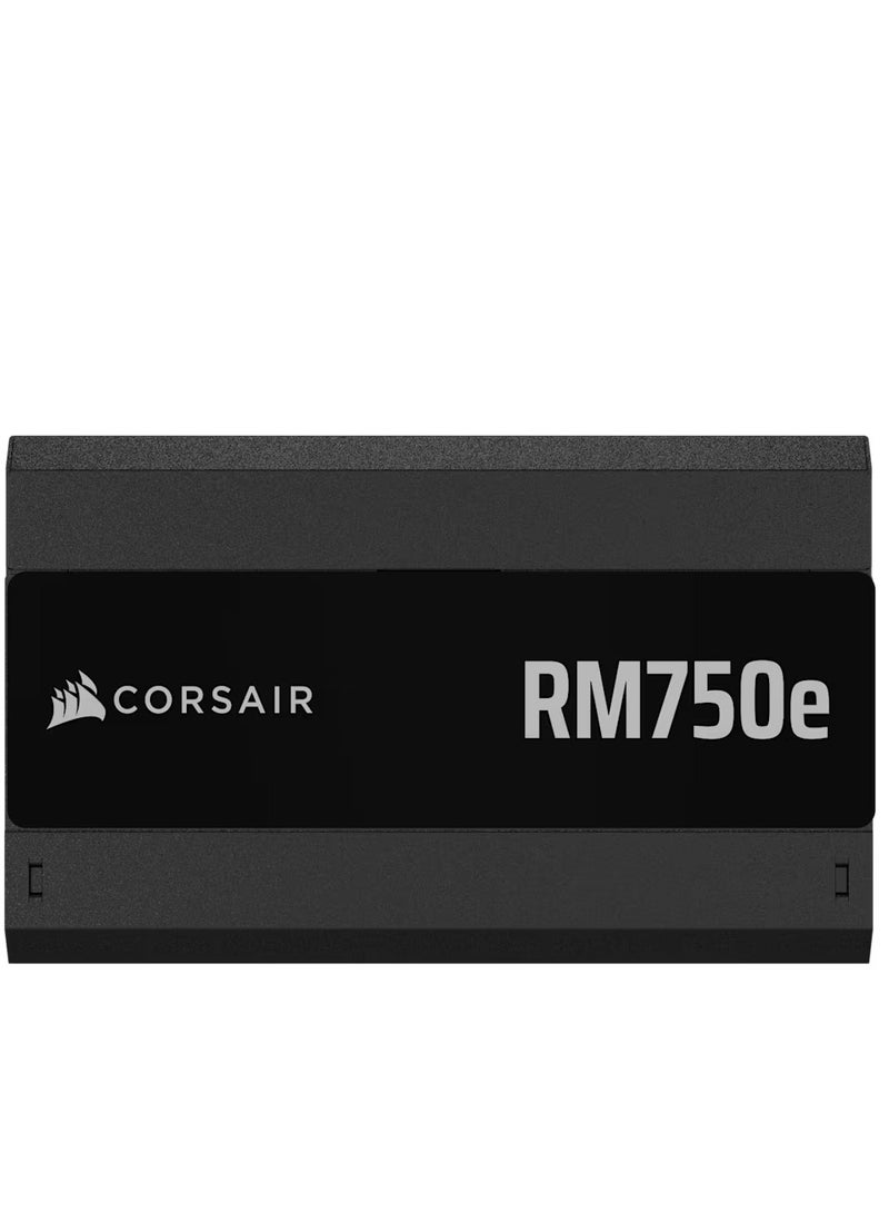 CORSAIR - RM750e Fully Modular Low-Noise ATX Power Supply with 12V-2x6 Cable – ATX 3.1 & PCIe 5.1 Compliant, Cybenetics Gold Efficiency, 105°C-Rated Capacitors, Modern Standby Mode - Image 1