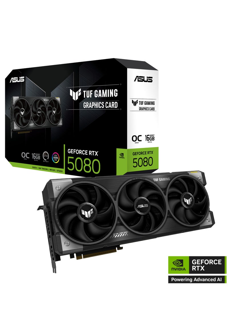 ASUS - TUF Gaming GeForce RTX ™ 5080 16GB GDDR7 OC Edition Gaming Graphics Card (PCIe® 5.0, HDMI®/DP 2.1, 3.6-Slot, Military-Grade Components, Protective PCB Coating, axial-tech Fans, Vapor Chamber) - Image 1