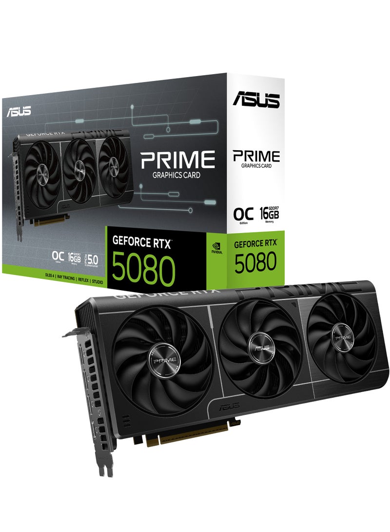 ASUS Prime SFF-Ready GeForce RTX™ 5080 OC Edition 16GB GDDR7 Graphics Card (PCIe® 5.0, 16GB GDDR7, HDMI®/DP 2.1, 2.5-Slot, Axial-tech Fans, Vapor Chamber, Dual BIOS)  - Image 1