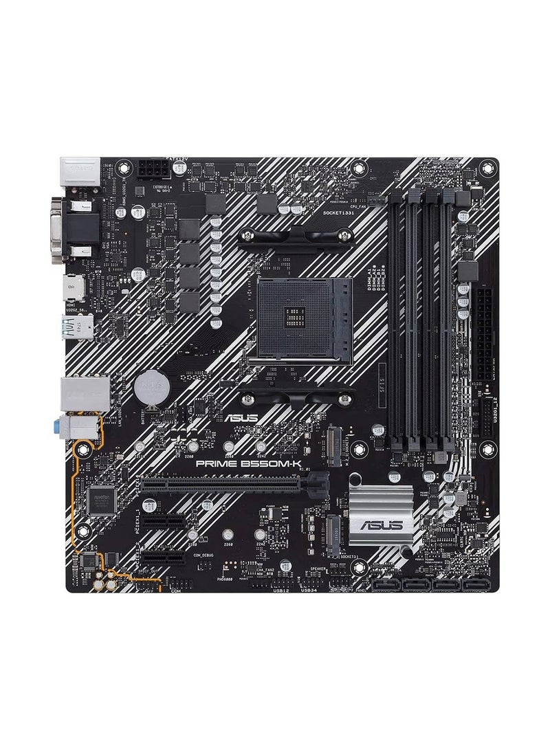 Prime B550M-K, AMD B550 Micro ATX motherboard with dual M.2, PCIe 4.0, 1 Gb Ethernet, HDMI/D-Sub/DVI, SATA 6 Gbps, USB 3.2 Gen 2 Type-A | 90MB14V0-M0EAY0 Black - pnsku/N70151810V/45/_/1739437583/641c34f7-5e06-4800-87b9-3412e31485ee