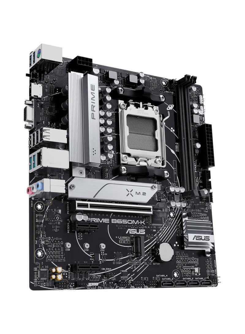 أسوس PRIME B650M-K AM5 Micro-ATX Motherboard, AMD B650 Chipset, 2x DIMM DDR5 Slots, Up to 96GB Max Memory, 2.5Gb Ethernet, 2x M.2, 1x PCIe 4.0x 16, USB 3.2 / 2.0, 1x VGA 1x HDMI | 90MB1F60-M0EAY0 Black  - Image 3