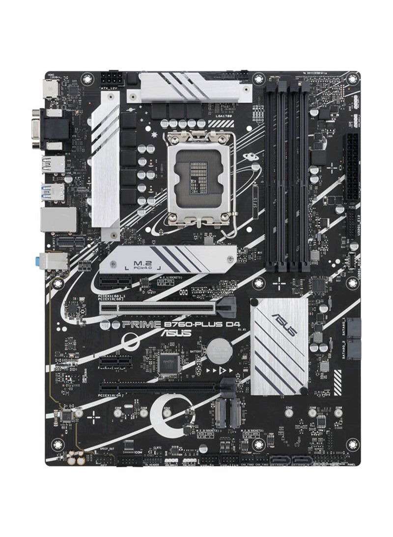ASUS - PRIME B760-PLUS D4 LGA1700 ATX Motherboard, Intel B760 Chipset, 4xDDR4 Slot, Max 128GB, PCle 5.0, 2.5Gb Ethernet, Fan Xpert 2+,Aura Sync, DP/VGA/HDMI | 90MB1CW0-M1EAY0 Black - Image 1