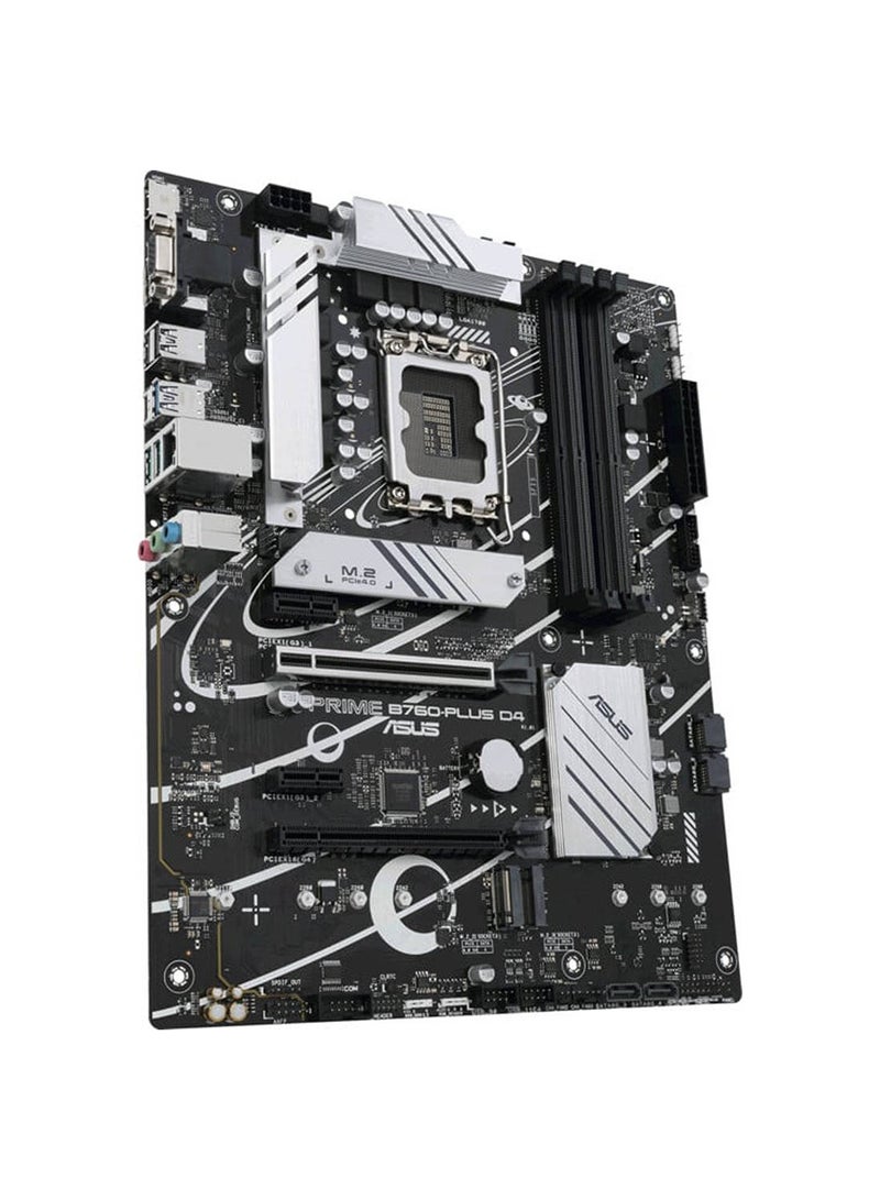 ASUS - PRIME B760-PLUS D4 LGA1700 ATX Motherboard, Intel B760 Chipset, 4xDDR4 Slot, Max 128GB, PCle 5.0, 2.5Gb Ethernet, Fan Xpert 2+,Aura Sync, DP/VGA/HDMI | 90MB1CW0-M1EAY0 Black - Image 1