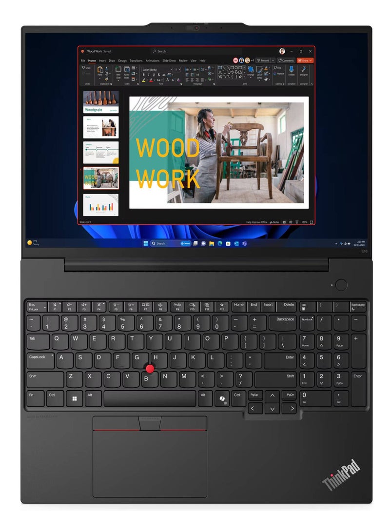 Lenovo - ThinkPad E16 Gen 2 Laptop With 16-Inch WUXGA IPS Display, Core Ultra 7 155U Processor/16GB RAM/512GB SSD/Intel Graphics/DOS(Without Windows) English Black - Image 1