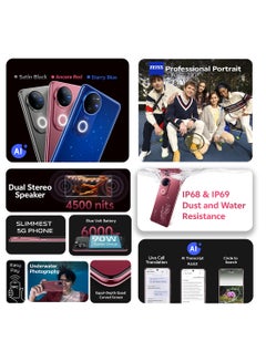 vivo V50 AI 5G Dual SIM Satin Black 12GB RAM 512GB  With Exclusive Gifts Earbuds Pro, Smart Watch, 90W Charger And 24 Months Warranty + 1 Year Screen Replacement - Middle East Version  - Image 2