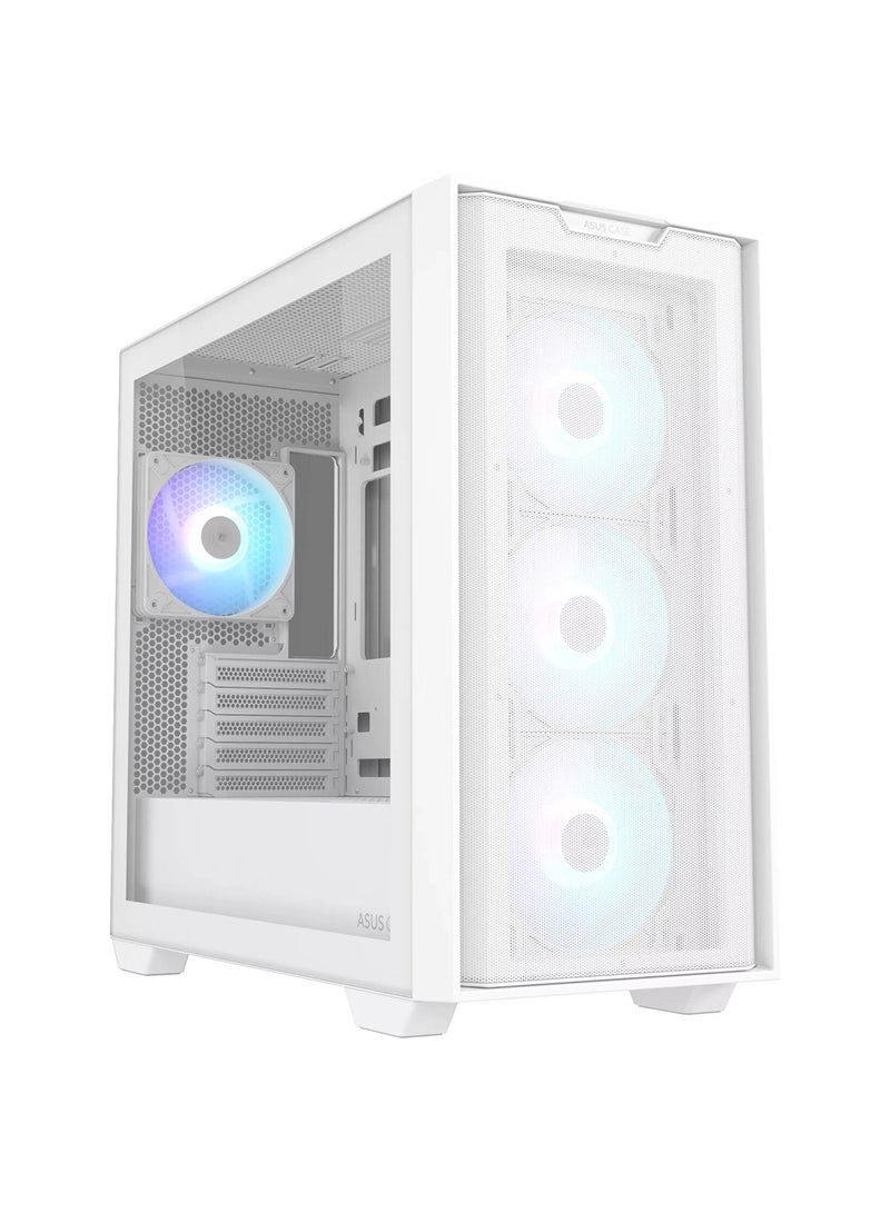 A21 Plus M-ATX Computer Case, 4x 120mm ARGB Pre-Installed Fan, Up to 360mm Radiator, & 7x Fan Support, BTF Support, Headphone, Microphone & 2x USB 3.2 Gen1 Interface, 90DC00H3-B19000 White - pnsku/N70151862V/45/_/1739438696/484cf42a-52f6-4828-af89-198b47685462