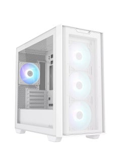ASUS A21 Plus M-ATX Computer Case, 4x 120mm ARGB Pre-Installed Fan, Up to 360mm Radiator, & 7x Fan Support, BTF Support, Headphone, Microphone & 2x USB 3.2 Gen1 Interface, 90DC00H3-B19000 White  - Image 1