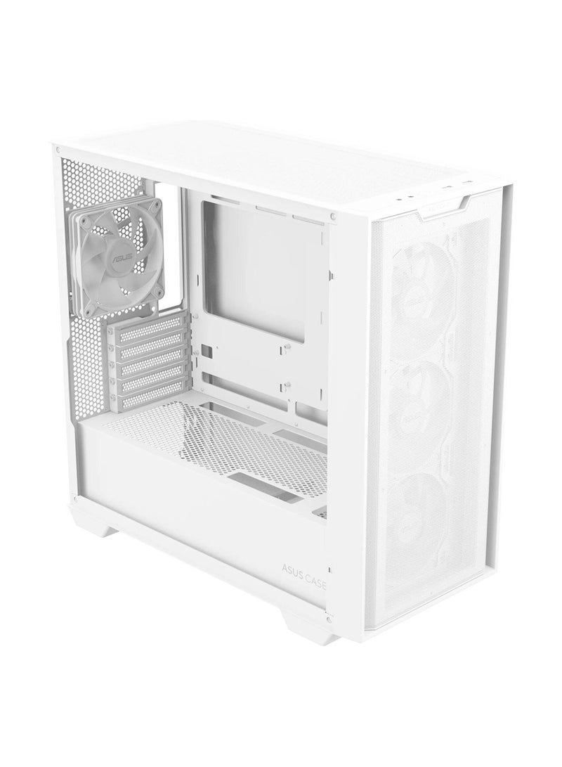 ASUS A21 Plus M-ATX Computer Case, 4x 120mm ARGB Pre-Installed Fan, Up to 360mm Radiator, & 7x Fan Support, BTF Support, Headphone, Microphone & 2x USB 3.2 Gen1 Interface, 90DC00H3-B19000 White  - Image 3