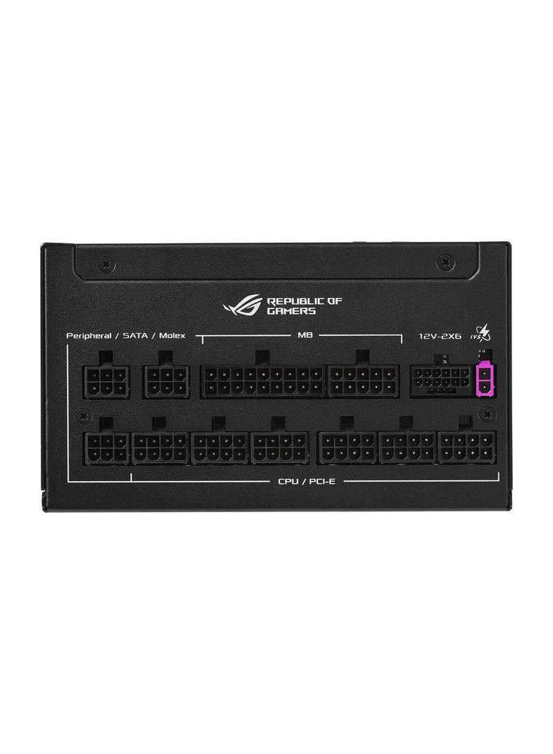ASUS - ROG Strix 1200W Fully Modular Power Supply, 80 PLUS Platinum Efficiency, Active PFC, GaN MOSFET, ATX 3.1 Compatible, Cybernetic Lambda A+, Dual Ball Fan bearings, 90YE00W0-B0NA00 Black - Image 1