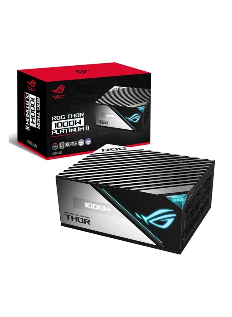 ASUS - Rog Thor 1000P2 ATX Power Supply Unit, With Aura Sync & OLED Display, 1000W Power, 80 Plus Platinum II Certification, 135mm PWM Fan, 0dB Cooling, Modular | 90YE00L1-B0NA00 / 90YE00L4-B0NA00 Multicolour - Image 1