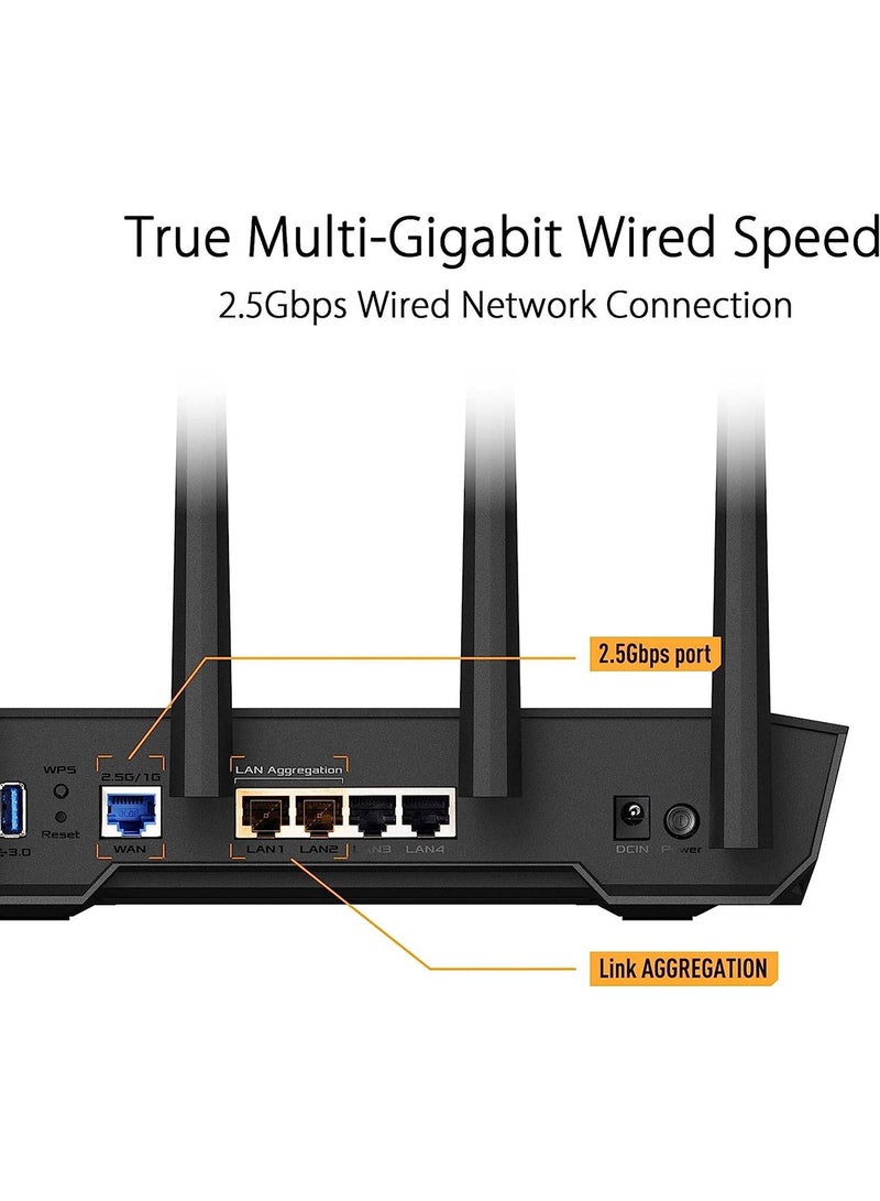 ASUS - TUF Gaming AX4200 Dual Band WiFi 6 Gaming Router, With Mobile Game Mode, 2.5Gbps Port, 2.4 GHz Radio Frequency, 3 Steps Port Forwarding, AiMesh, Ai Protection Pro, 90IG07Q0-MU9100 Black - Image 1