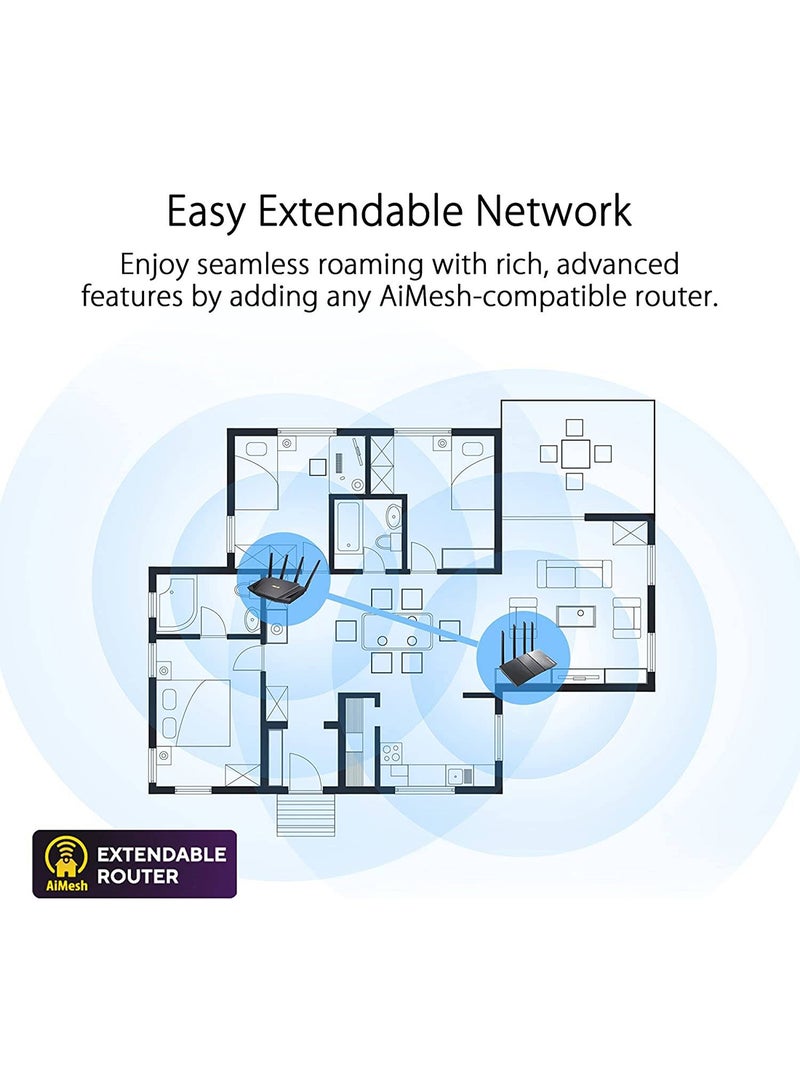 أسوس موجه الألعاب TUF AX4200 مزدوج النطاق WiFi 6، مع وضع الألعاب المحمولة، منفذ 2.5Gbps، تردد راديو 2.4 جيجاهرتز، توجيه المنفذ في 3 خطوات، AiMesh، Ai Protection Pro، 90IG07Q0-MU9100 - Image 4