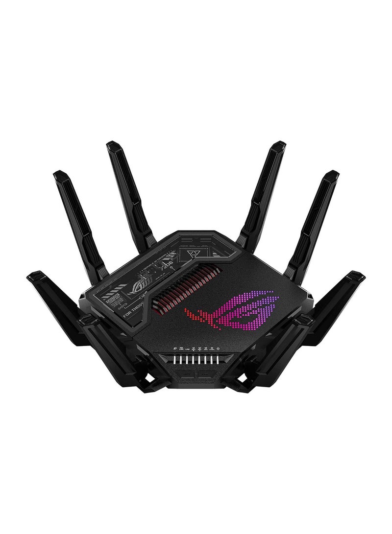 أسوس ROG Rapture GT-BE98 Quad-Band WiFi 7 Gaming Router, Supports 320MHz with Speeds of Up to 25 Gbps, Dual 10G Port, Mobile Game Mode, AiMesh & VPN Features | 90IG08F0-MO9A0V Black - Image 1