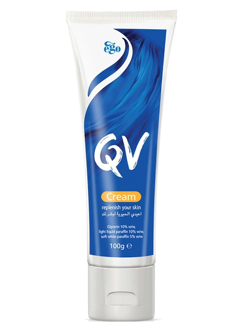 QV Cream for Dry & Sensitive Skin (100g) -  Rich Moisturiser with Squalane, Fast Absorbing Non Greasy Hydrating Face & Body Cream, Fragrance Free Hypoallergenic Daily Skincare, Dermatologist Tested 100grams - Image 1