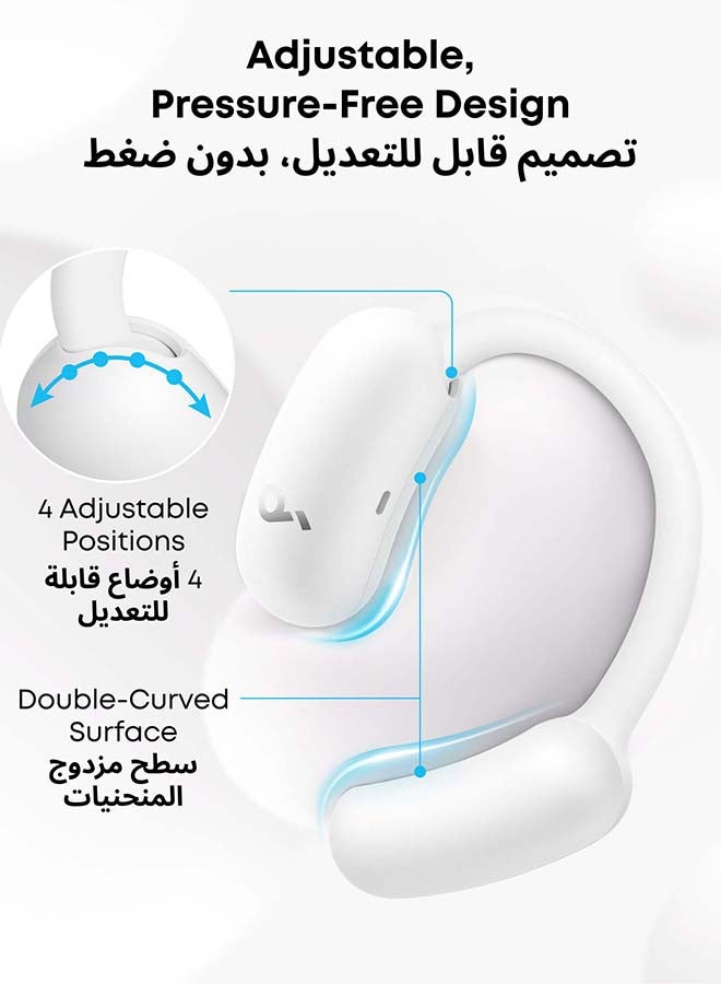 Soundcore AeroFit 2 by Anker, Open-Ear Headphones, Adjustable Ear Hooks, Snug Fit, Rich Bass, Hi-Res Wireless Audio, 42H Play, Bluetooth 5.4, Wireless Charging, IP55, AI Clear Calls, Open-Ear Earbuds White
