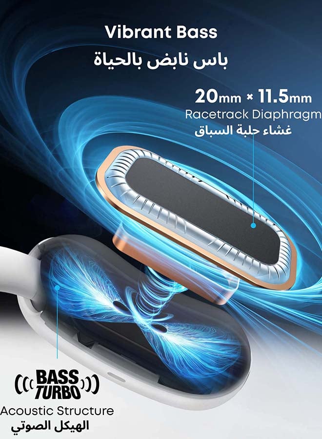Soundcore AeroFit 2 by Anker, Open-Ear Headphones, Adjustable Ear Hooks, Snug Fit, Rich Bass, Hi-Res Wireless Audio, 42H Play, Bluetooth 5.4, Wireless Charging, IP55, AI Clear Calls, Open-Ear Earbuds White