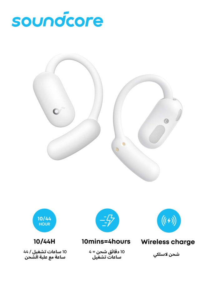 ساوند كور Soundcore AeroFit 2 by Anker, Open-Ear Headphones, Adjustable Ear Hooks, Snug Fit, Rich Bass, Hi-Res Wireless Audio, 42H Play, Bluetooth 5.4, Wireless Charging, IP55, AI Clear Calls, Open-Ear Earbuds White - Image 1