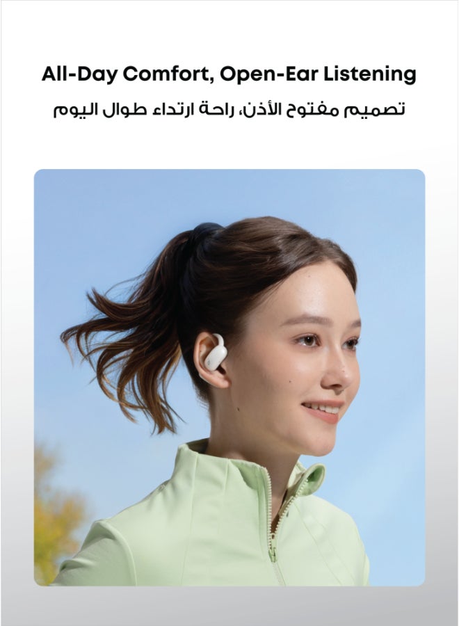 ساوند كور ساوندكور أيرو فيت 2 من أنكر، سماعات أذن مفتوحة، خطافات أذن قابلة للتعديل، ملائمة مريحة، صوت جهير غني، صوت لاسلكي عالي الدقة، 42 ساعة تشغيل، بلوتوث 5.4، شحن لاسلكي، IP55، مكالمات واضحة بالذكاء الاصطناعي، سماعات أذن مفتوحة - Image 3