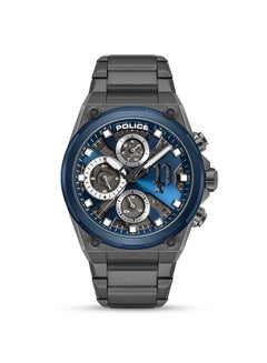 POLICE Men's Airflow Men's 44mm Multifunction Watch with Hydraulic Blue Plate, Black Dial & 316L Stainless Steel Bracelet  - Image 1