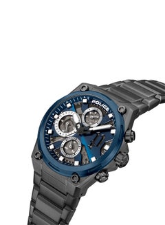 POLICE Men's Airflow Men's 44mm Multifunction Watch with Hydraulic Blue Plate, Black Dial & 316L Stainless Steel Bracelet  - Image 2