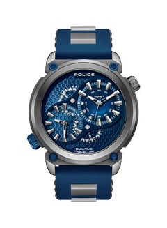 POLICE Men's Boa 48mm Gun Case Watch with Black to Navy Dial, Dual Crowns, Honeycomb Backdrop & Navy Blue Silicone Strap  - Image 1