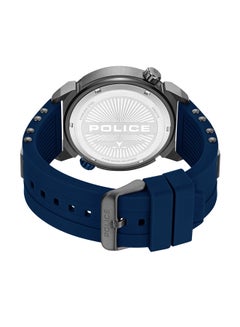 POLICE Men's Boa 48mm Gun Case Watch with Black to Navy Dial, Dual Crowns, Honeycomb Backdrop & Navy Blue Silicone Strap  - Image 3