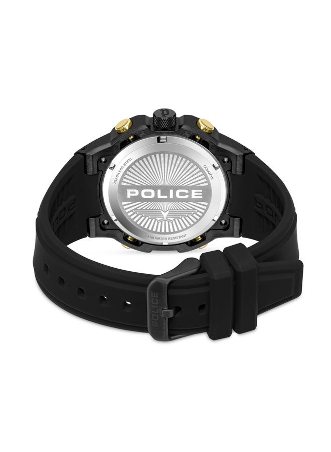 POLICE Men's Challenger 46mm Multifunction Men's Watch with Ion-Plated Black Case, Honeycomb Dial & Black Silicone Strap  - Image 3