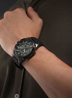 POLICE Men's Challenger 46mm Multifunction Men's Watch with Ion-Plated Black Case, Honeycomb Dial & Black Silicone Strap  - Image 5