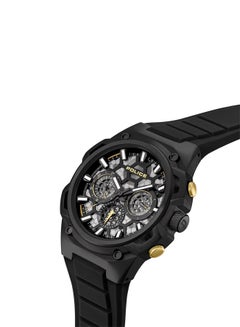 POLICE Men's Challenger 46mm Multifunction Men's Watch with Ion-Plated Black Case, Honeycomb Dial & Black Silicone Strap  - Image 2
