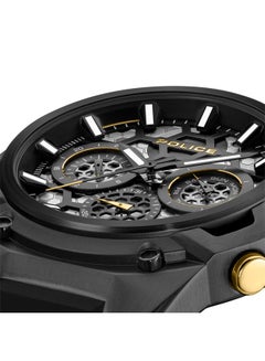 POLICE Men's Challenger 46mm Multifunction Men's Watch with Ion-Plated Black Case, Honeycomb Dial & Black Silicone Strap  - Image 4