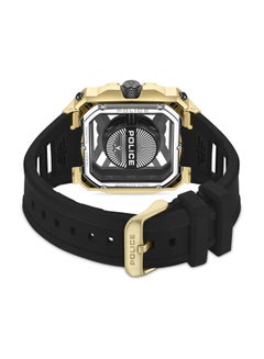 POLICE Men's Disruptor I Men's 45mm Ion-Plated Gold Watch with Brushed Dial, 2-Hand Movement & Black Silicone Strap  - Image 3