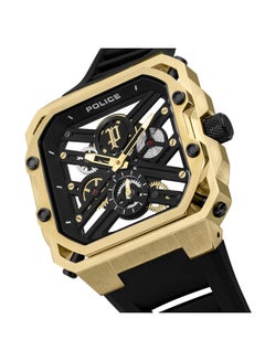 POLICE Men's Disruptor I Men's 45mm Ion-Plated Gold Watch with Brushed Dial, 2-Hand Movement & Black Silicone Strap  - Image 4