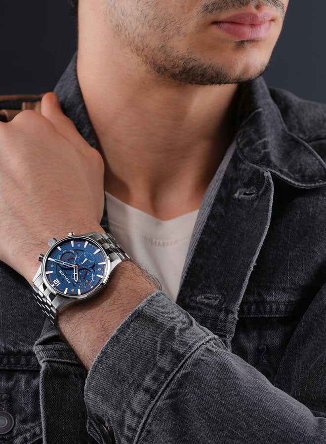 بوليس Men's Driver II Men's 45mm Multifunction Watch with Semi-Transparent Blue Dial, 316L Stainless Steel Bracelet  - Image 5