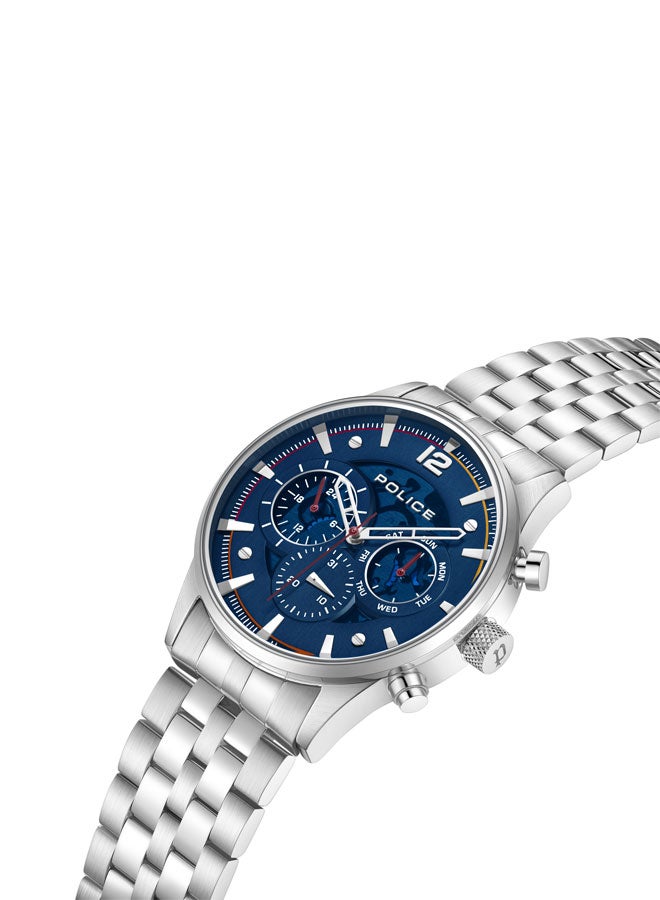 بوليس Men's Driver II Men's 45mm Multifunction Watch with Semi-Transparent Blue Dial, 316L Stainless Steel Bracelet  - Image 2