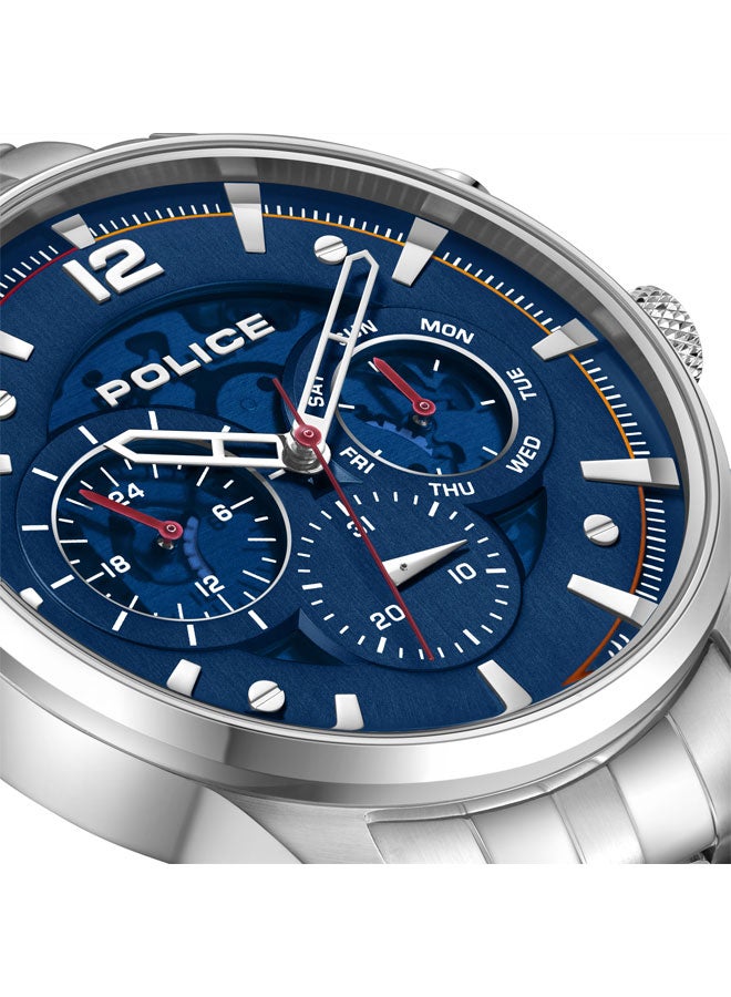 بوليس Men's Driver II Men's 45mm Multifunction Watch with Semi-Transparent Blue Dial, 316L Stainless Steel Bracelet  - Image 4