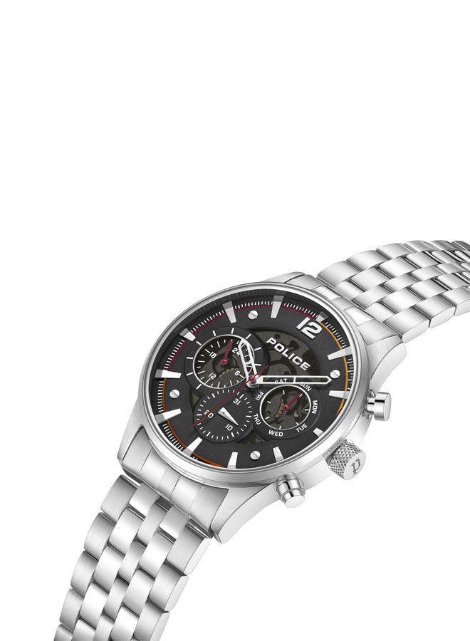 بوليس Men's Driver II Men's 45mm Multifunction Watch with Semi-Transparent Black Dial & 316L Stainless Steel Bracelet  - Image 2