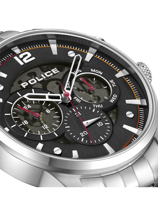 بوليس Men's Driver II Men's 45mm Multifunction Watch with Semi-Transparent Black Dial & 316L Stainless Steel Bracelet  - Image 4