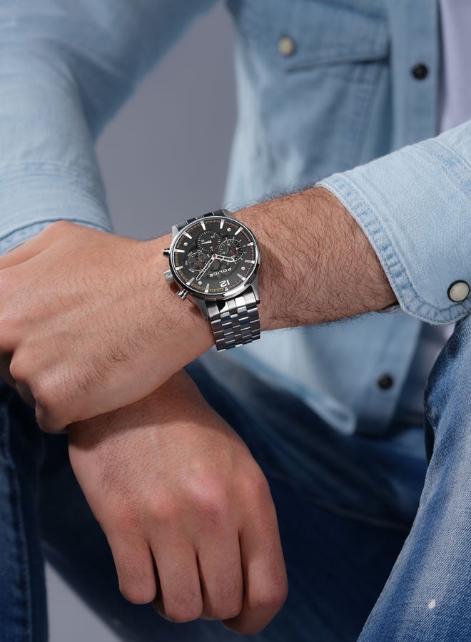 بوليس Men's Driver II Men's 45mm Multifunction Watch with Semi-Transparent Black Dial & 316L Stainless Steel Bracelet  - Image 5