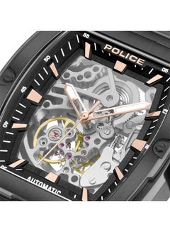 POLICE Men's Skeletor Automatic Men's 42mm Watch with Matte Black Dial, Rose Gold Indexes, IP Black 316L Stainless Steel Bracelet  - Image 4
