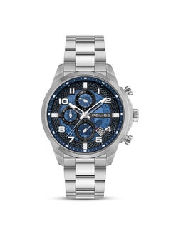 POLICE Men's Soul Multifunction Men's 44mm Watch with Translucent Blue Dial, Hydraulic Pyramid Etched Ring & 316L Stainless Steel Bracelet  - Image 1