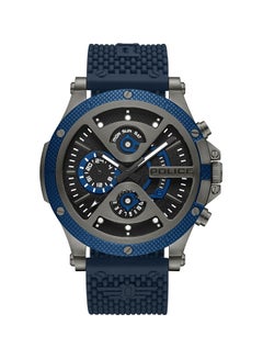 POLICE Men's Surigao Men's 47mm Multifunction Watch with Ion-Plated Black Topring, Matte Black Dial & Navy Silicone Strap  - Image 1
