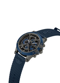 POLICE Men's Surigao Men's 47mm Multifunction Watch with Ion-Plated Black Topring, Matte Black Dial & Navy Silicone Strap  - Image 2