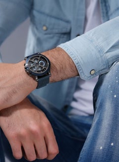 POLICE Men's Surigao Men's 47mm Multifunction Watch with Ion-Plated Black Topring, Matte Black Dial & Navy Silicone Strap  - Image 5