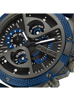 POLICE Men's Surigao Men's 47mm Multifunction Watch with Ion-Plated Black Topring, Matte Black Dial & Navy Silicone Strap  - Image 4
