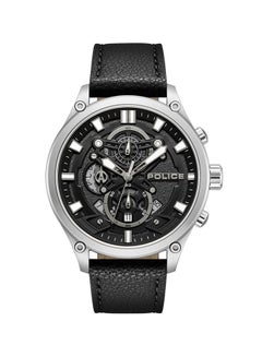 POLICE Men's Wadden Men's 46mm Chronograph Watch with Screw-Detailed Dial, Charcoal & Black Face, Black Leather Strap  - Image 1