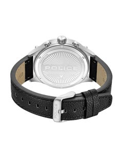 POLICE Men's Wadden Men's 46mm Chronograph Watch with Screw-Detailed Dial, Charcoal & Black Face, Black Leather Strap  - Image 3