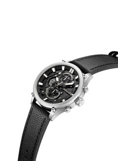 POLICE Men's Wadden Men's 46mm Chronograph Watch with Screw-Detailed Dial, Charcoal & Black Face, Black Leather Strap  - Image 2